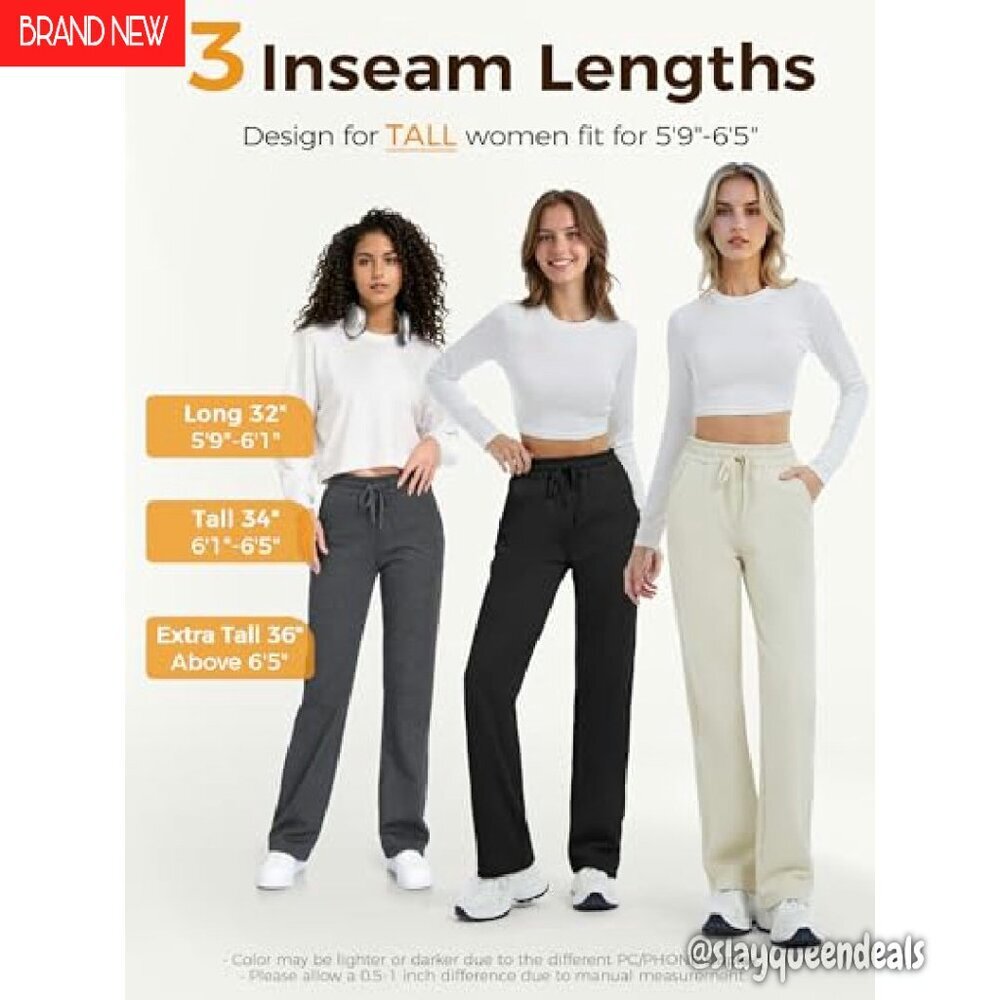 Tall Fleece Lined Sweatpants Straight Leg Thermal Lounge Pants - Picture 5 of 8